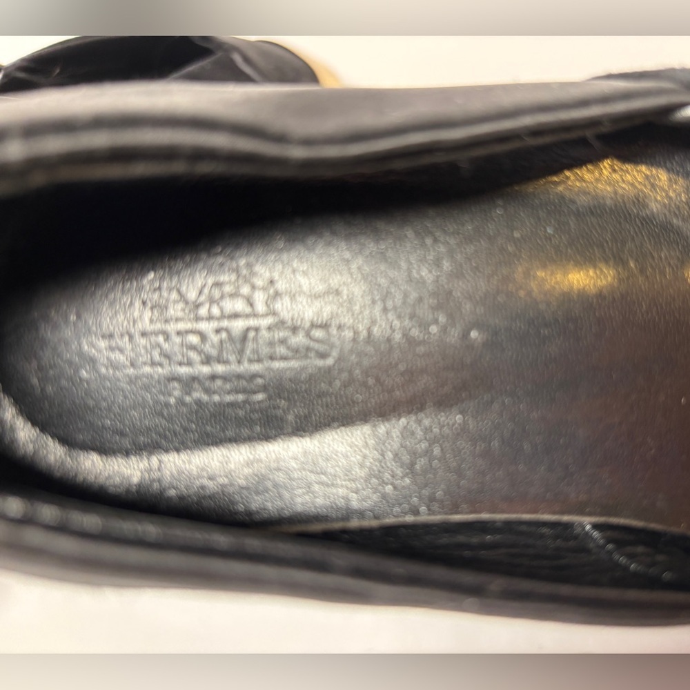 Vintage Hermès Black Satin Flats – Gold Cap Toe, French Luxury size 36 - Picture 8 of 10